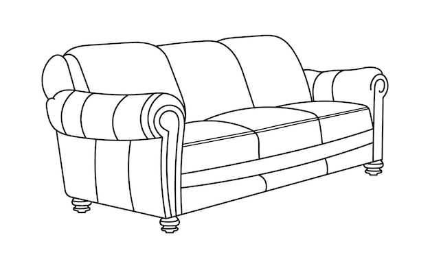 Línea de sofá Iconos Diseño de muebles Colección de ilustración de sofá Conjunto de muebles modernos