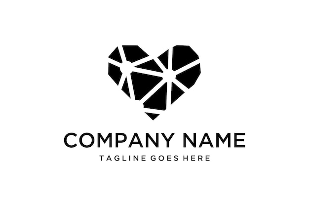 Línea de tecnología de ilustración conectada de un corazón a otro diseño de logotipo rápidamente