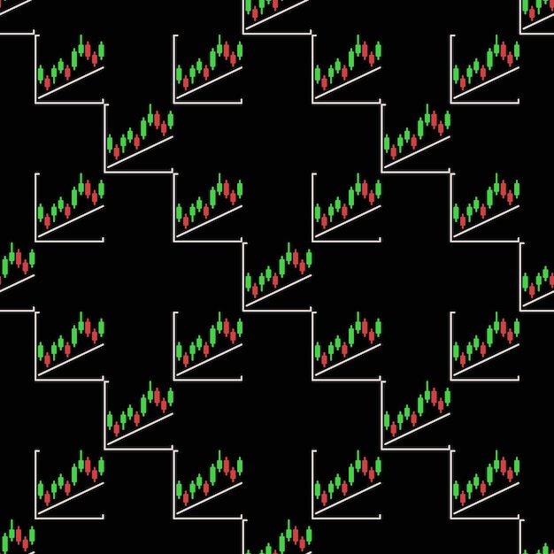 Línea de tendencia y gráfico de velas vector Crypto Trading patrón sin costuras de color