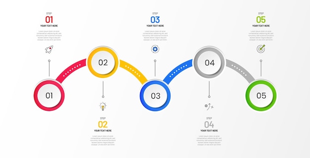 línea de tiempo 3 4 5 6 7 opciones infografía para presentaciones diagrama de proceso de flujo de trabajo informe de diagrama de flujo