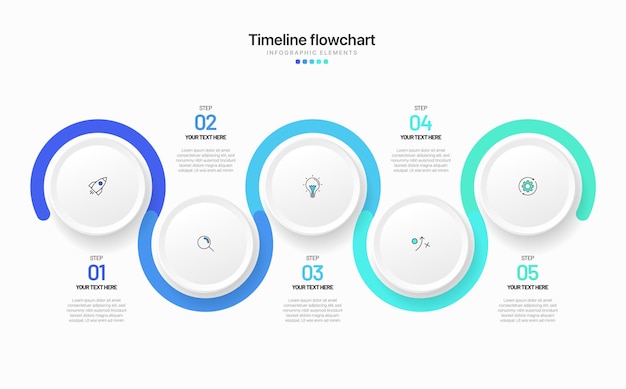 Línea de tiempo 3 4 5 6 7 opciones infográfico para presentaciones diagrama de flujo de trabajo diagrama de proceso informe de diagrama de fluxo