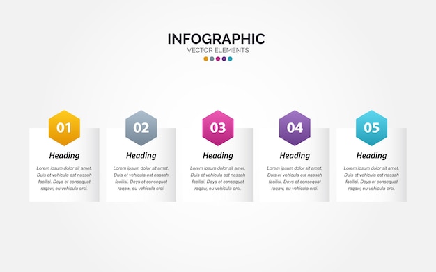 Línea de tiempo 5 opciones infografía horizontal para presentaciones diagrama de proceso de flujo de trabajo informe de diagrama de flujo