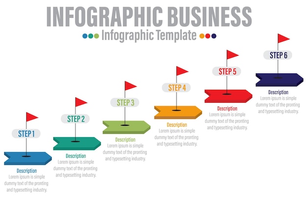Línea de tiempo comercial 6 opciones El vector de diseño de infografías de línea de tiempo y el negocio de presentación se pueden usar para el concepto de negocio con 6 pasos o procesos de seis opciones
