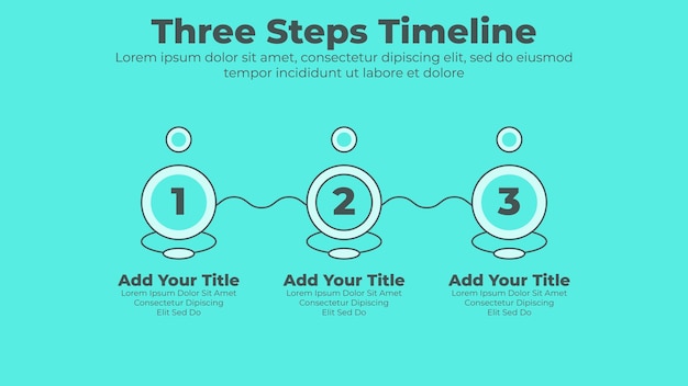 Línea de tiempo comercial mínima con 3 pasos u opciones plantilla de presentación de infografía comercial