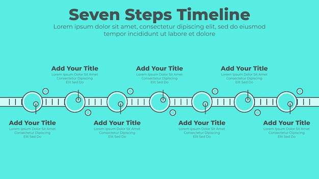 Vector línea de tiempo comercial mínima con 7 pasos u opciones plantilla de presentación de infografía comercial