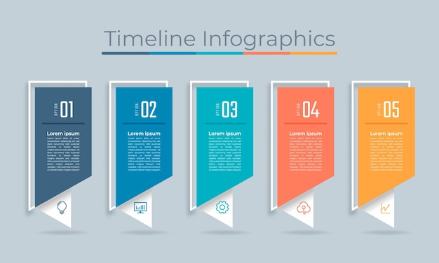 Línea de tiempo diseño de infografías iconos de marketing diagrama de flujo de trabajo visualización anual de datos comerciales
