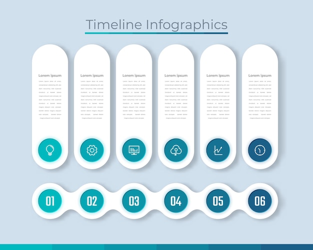 Línea de tiempo diseño de infografías iconos de marketing diagrama de flujo de trabajo visualización de datos comerciales con pasos