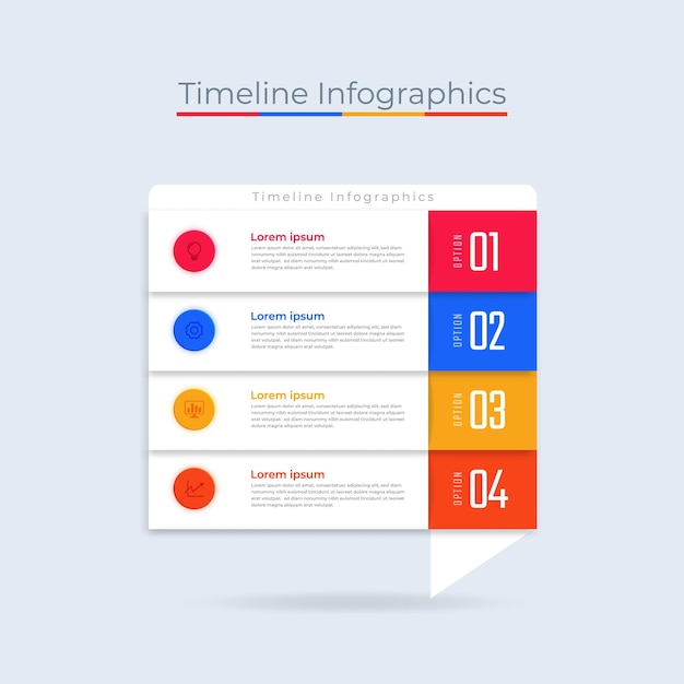 Vector línea de tiempo diseño de infografías iconos de marketing visualización de datos comerciales con pasos o procesos