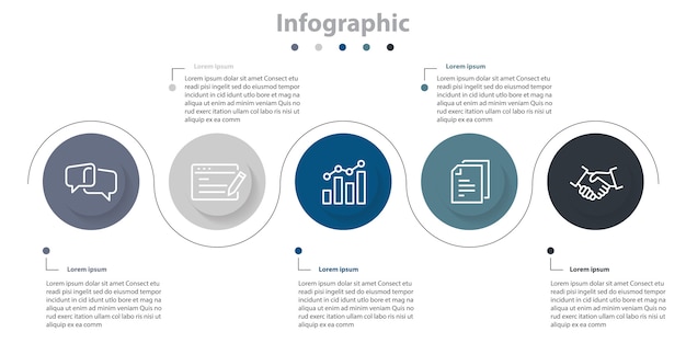 Línea de tiempo de infografía colorido abstracto, infografía 5 pasos