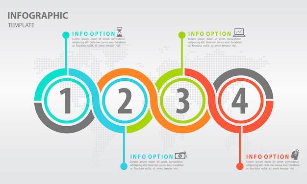 Línea de tiempo moderna infografía con 4 opciones