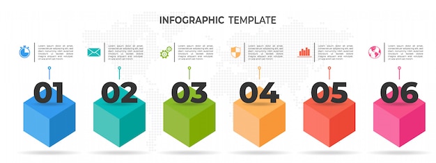 Línea de tiempo moderna infografía 6 opciones