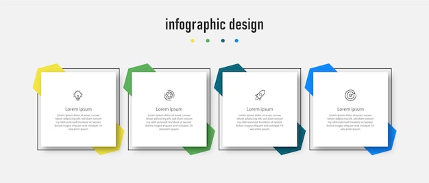 Línea de tiempo de plantilla de diseño infográfico con 4 pasos,