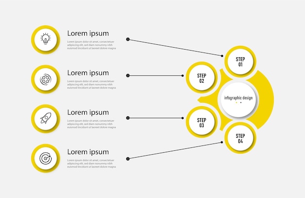 Línea de tiempo de plantilla de diseño infográfico con 4 pasos,