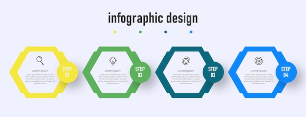 Línea de tiempo de plantilla de diseño infográfico con 4 pasos,