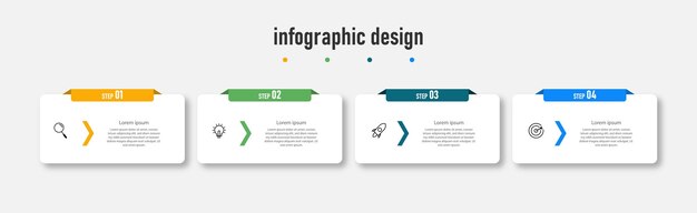 Línea de tiempo de plantilla de diseño infográfico con 4 pasos,