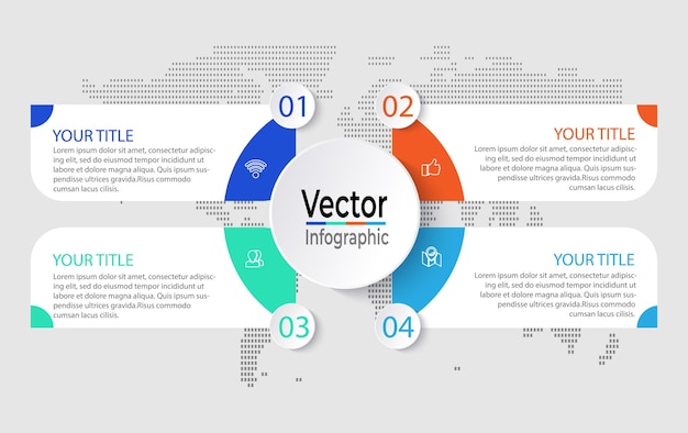 Línea de tiempo de plantilla de diseño infográfico con 4 pasos