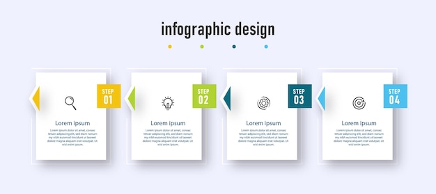 Vector la línea de tiempo de la plantilla de infografía empresarial con opciones de 4 pasos se puede usar para el diagrama de flujo de trabajo