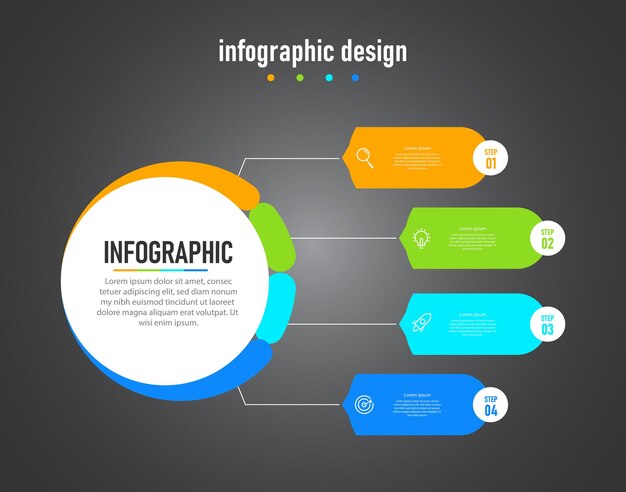 La línea de tiempo de la plantilla de infografía empresarial con opciones de 4 pasos se puede usar para el diagrama de flujo de trabajo