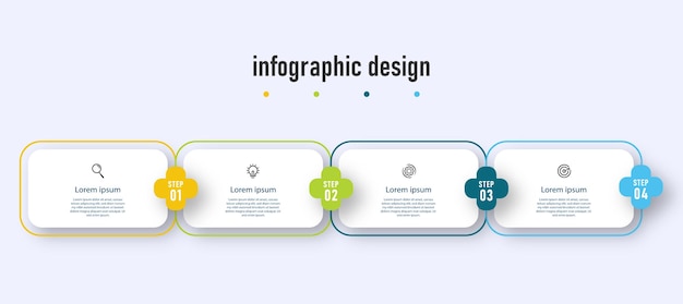 La línea de tiempo de la plantilla de infografía con opciones de 4 pasos se puede usar para el diagrama de flujo de trabajo