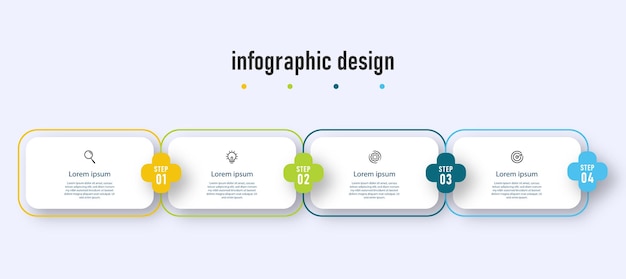 Vector la línea de tiempo de la plantilla de infografía con opciones de 4 pasos se puede usar para el diagrama de flujo de trabajo