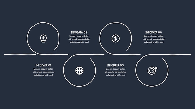 Vector línea de tiempo con plantilla de infografía para presentaciones de negocios en la web ilustración vectorial