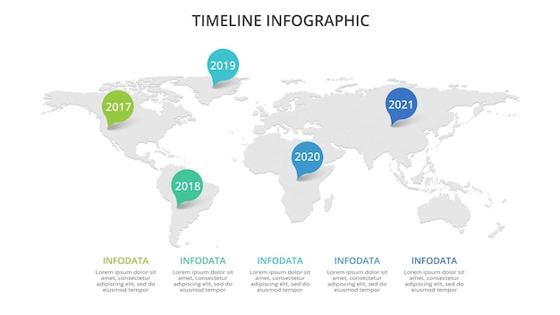 Línea de tiempo con plantilla infográfica de 5 elementos para presentaciones de negocios web ilustración vectorial