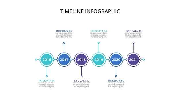 Línea de tiempo con plantilla infográfica de 6 elementos para presentaciones de negocios web ilustración vectorial