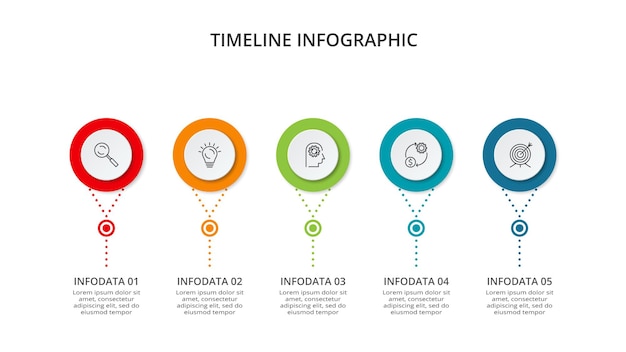 Línea de tiempo con plantilla infográfica de 6 elementos para presentaciones de negocios web ilustración vectorial