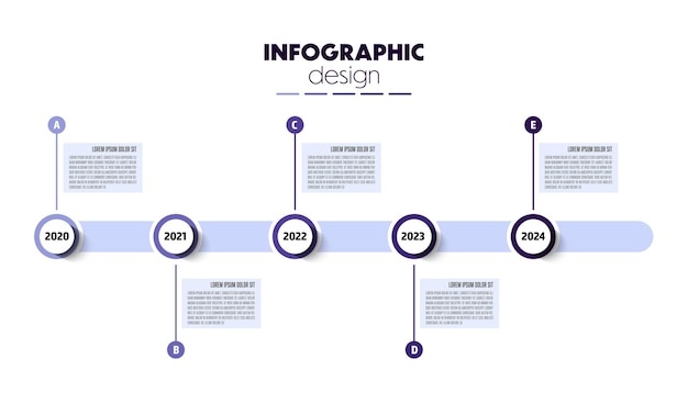 Línea de tiempo para plantillas de infografías, diagramas, gráficos, presentaciones y diagramas de conceptos empresariales con 5 opciones