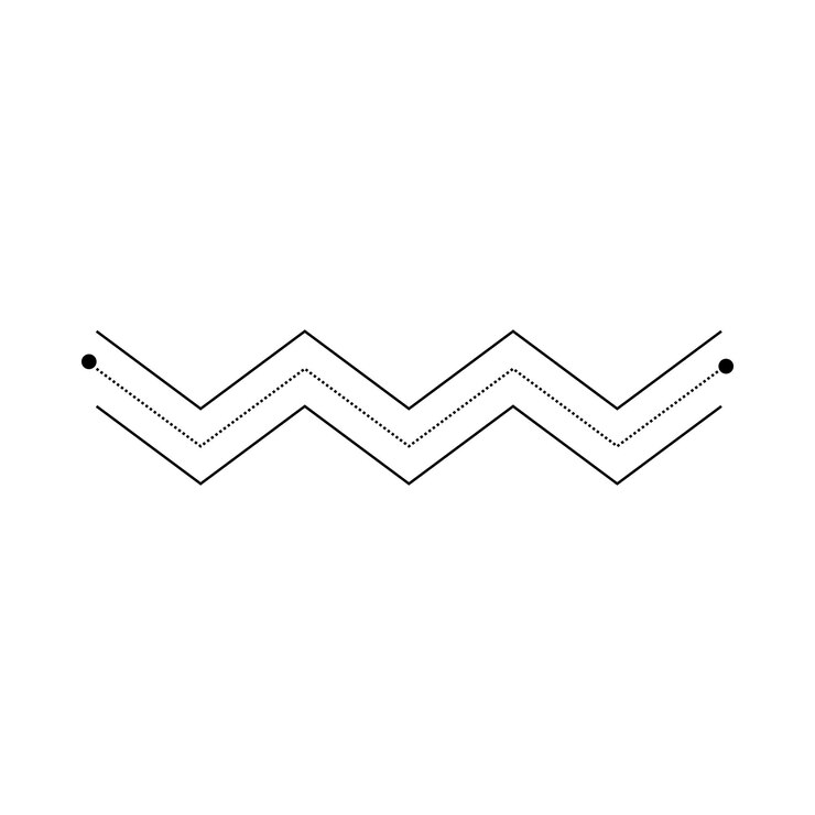 Vector línea de trazado punteada horizontal elemento ondulado en zigzag para niños hoja de trabajo línea punteada