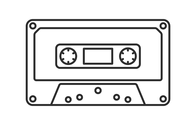 Línea de trazos editables cinta de casete retro vintage símbolo del icono de la cinta de mezcla vintage 90s signo del logotipo de la cassette