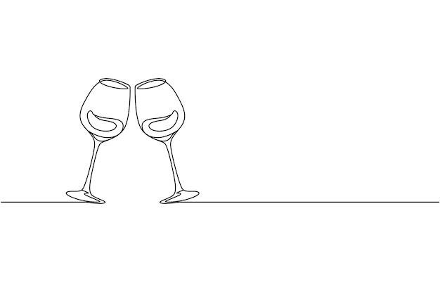 línea de vaso de champán o de vino línea de estilo de arte ilustración vectorial eps Winehouse línea continua