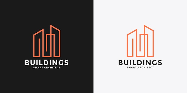 Línea de vector de diseño de logotipo de edificio M