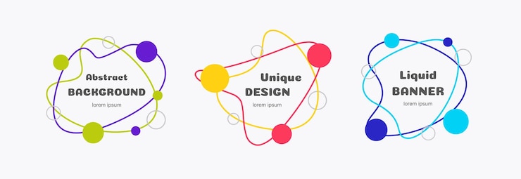 Vector línea vectorial colorida conjunto de formas dinámicas futuristas estandarte geométrico minimalista fluido estilo plano fondo abstracto líquido para presentación de logotipo de estandarte cartel de folleto impresión web publicación social 10 eps