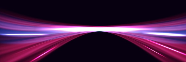 Línea de velocidad con efecto de luz Camino ondulado brillante Círculo de neón dinámico giratorio Efecto de vórtice brillante