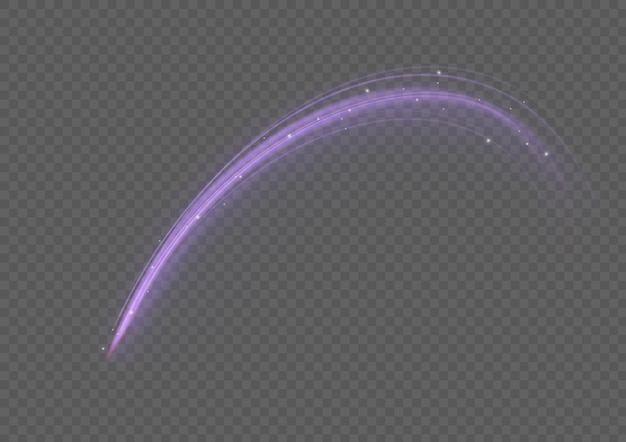 Vector línea de velocidad de onda de rastro brillante púrpura líneas de rastro de ruta de fuego y efecto de luz violeta de giro luminoso