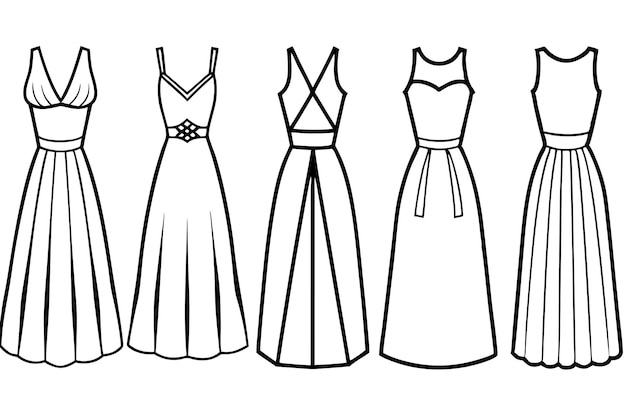 una línea de vestidos con un arco en la parte superior