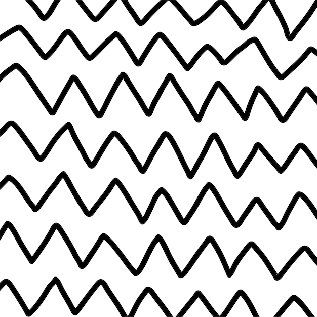 Vector línea en zigzag arte doodle estilo patrón sin costuras sobre fondo blanco