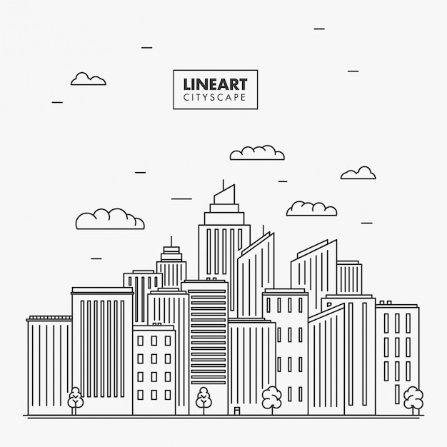 Lineart City Skyline Illustration
