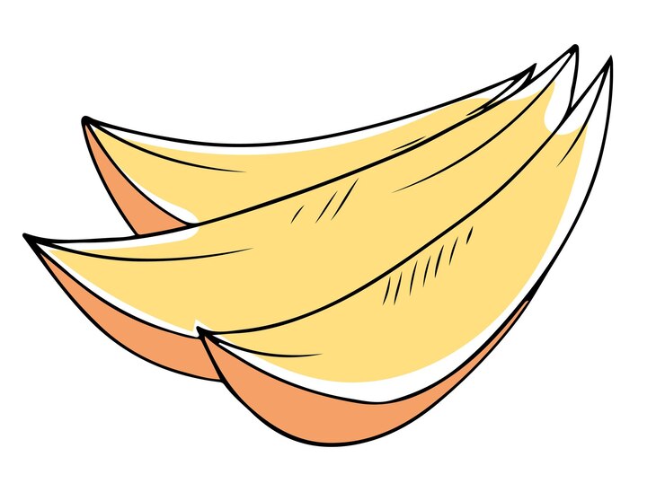 Vector lineart estilo vector tres rodajas de mango amarillo contorno negro sobre fondo blanco aislado