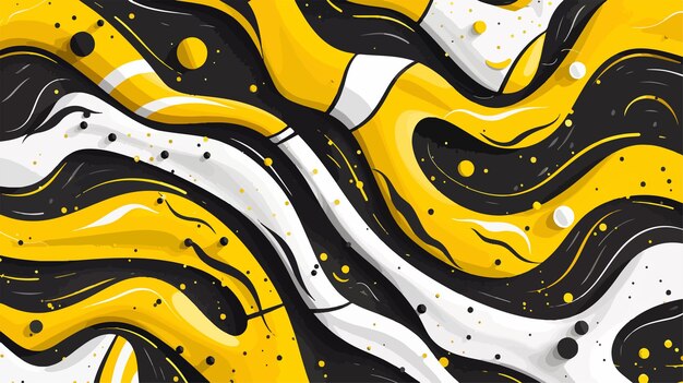 Líneas 3D abstractas dinámicas con salpicaduras de fluido amarillo
