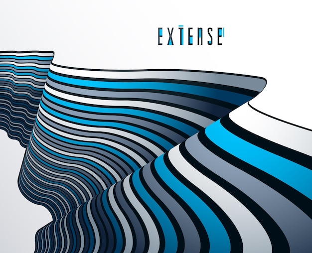 Líneas abstractas 3D en fondo vectorial de perspectiva, elemento de diseño de moda moderno, diseño de estilo fresco para carteles publicitarios, pancartas y portadas, plantilla retro.