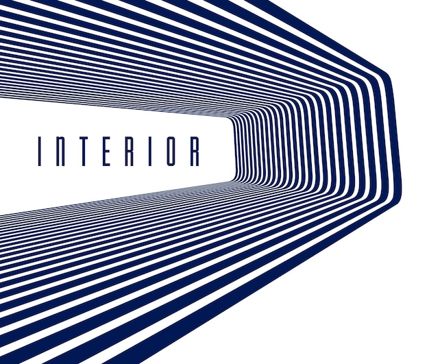 Líneas abstractas 3D en fondo vectorial de perspectiva, elemento de diseño de moda moderno, diseño de estilo fresco para carteles publicitarios, pancartas y portadas, plantilla retro.