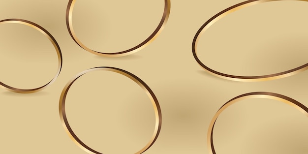 Líneas abstractas de anillos de oro sobre un fondo dorado Ilustración vectorial