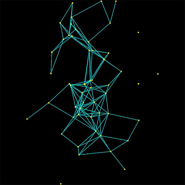 Líneas abstractas intrincadas y formas aleatorias en un fondo oscuro que crean una estética audaz y moderna