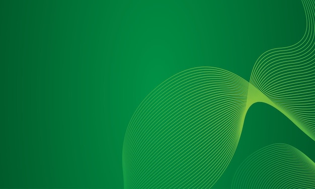 Líneas abstractas libres onda verde claro fondo oscuro plantilla vectorial de banner