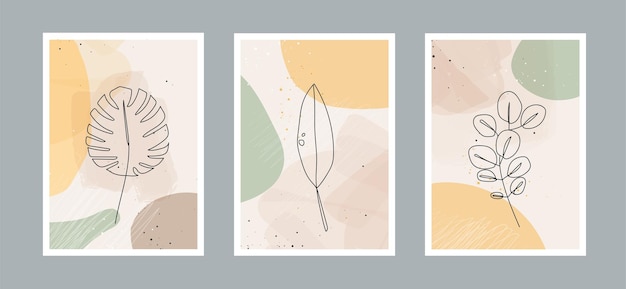 líneas abstractas modernas hojas en líneas y fondo artístico con diferentes formas para la decoración de paredes