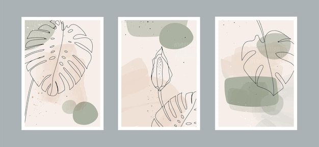 líneas abstractas modernas hojas en líneas y fondo artístico con diferentes formas para la decoración de paredes