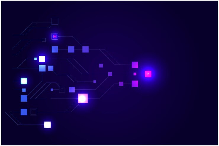 Líneas abstractas y puntos que conectan el fondo. Conexión de tecnología de datos digitales artificial