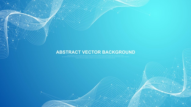 Líneas abstractas de tecnología y fondo de conexión de puntos Conexión de datos digitales y concepto de big data Visualización de datos digitales Ilustración vectorial